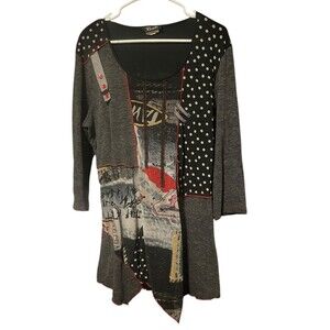 Bali Women's Black and Red tunic Top Size XXL Vintage Goth